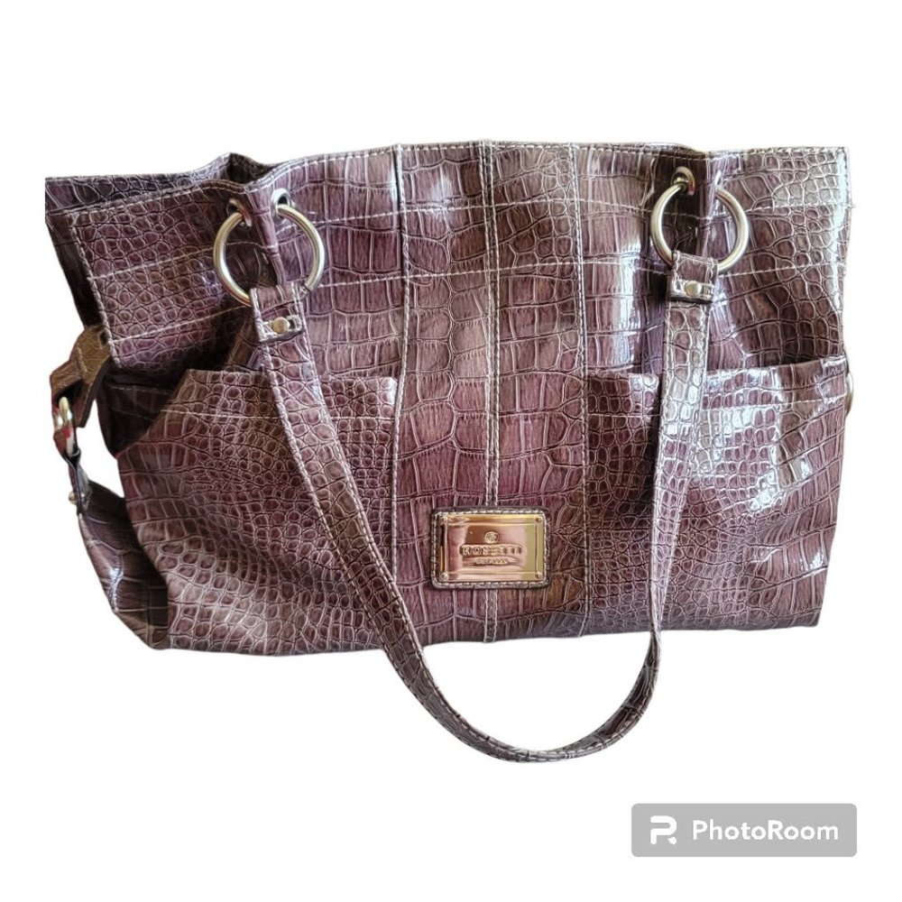 Rosetti Faux Crocodile Handbag, Gray-Used, Very Good Condition